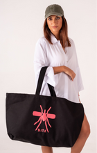 Carregar imagem no visualizador da galeria, Beach Bag XL Black/Pink Mosquito
