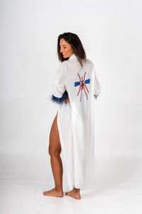 Kimono Branco Excl Plumas Mosquito Vermelho/Azulão