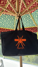 Carregar imagem no visualizador da galeria, Beach Bag XL Black/Orange Mosquito
