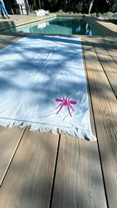 Toalha Praia Cinza/Rosa Mosquito
