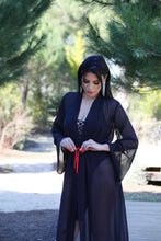 Carregar imagem no visualizador da galeria, Kimono Bite Liso Preto atilho Laranja
