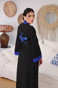 Kimono preto Exclusivo com debrum Azulão