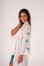 Carregar imagem no visualizador da galeria, Kimono Branco Excl Mini Mosquito Turquesa
