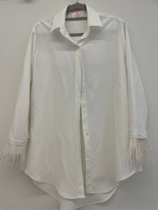 Camisa Exclusiva Branca com plumas brancas