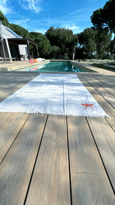 Toalha Praia Beige/Laranja Mosquito