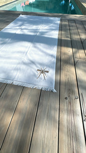 Toalha Praia Beige/Dourado Mosquito