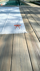 Toalha Praia Beige/Laranja Mosquito