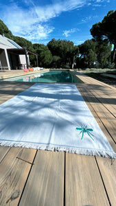 Toalha Praia Cinza/Esmeralda Mosquito