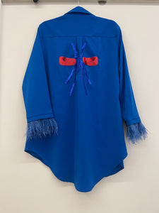 Camisa Exclusiva Azulão com plumas azul