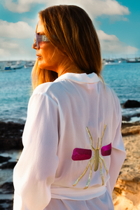 Kimono Branco Exclusivo Mosquito Aqua / Pink