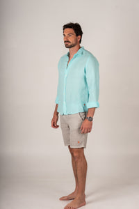 Camisa Linho Turquesa
