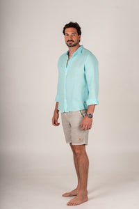 Camisa Linho Turquesa
