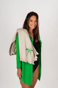 Toalha Praia Beige/Verde Mosquito