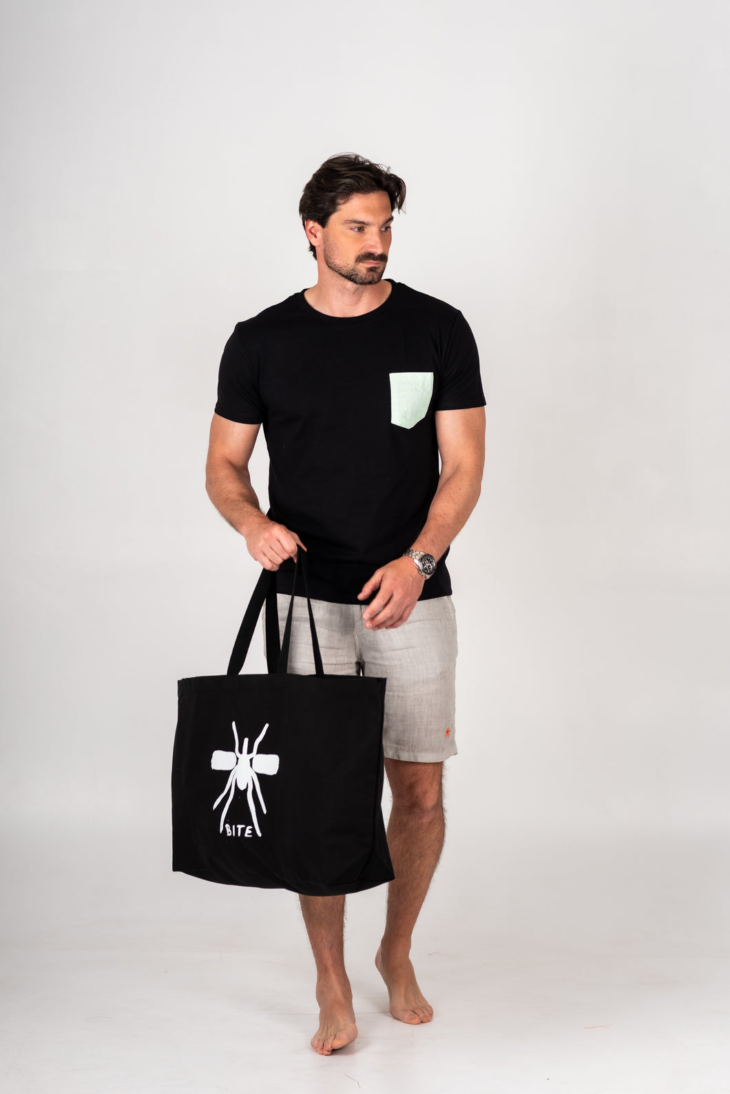 Beach Bag XL Black/White Mosquito