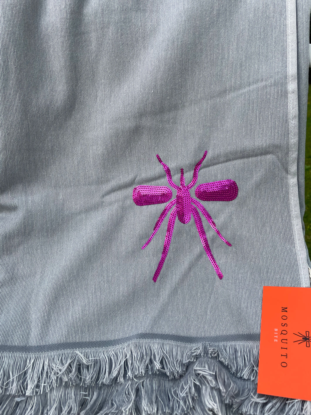 Toalha Praia Cinza/Rosa Mosquito