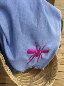 Toalha Praia Azul/Rosa Mosquito