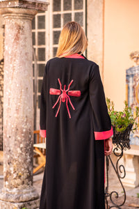 Kimono preto Exclusivo com debrum Rosa