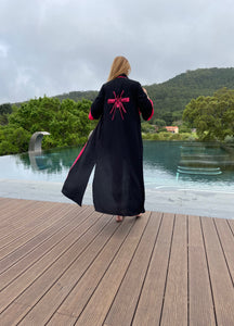 Kimono preto Exclusivo com debrum Rosa