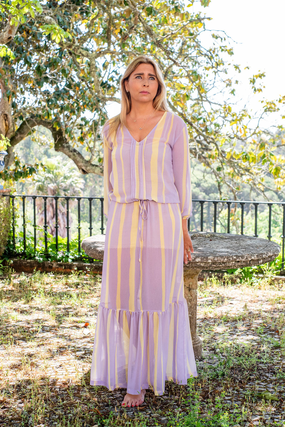Vestido Copacabana Stripe Lilás
