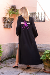 Kimono Preto Exclusivo Mosquito Beringela/Rosa